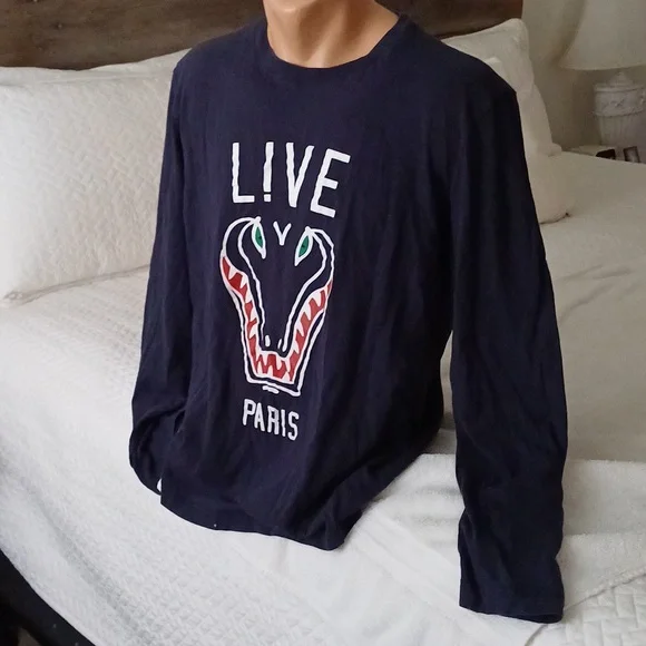 Lacoste Live Paris rare crewneck long sleeve navy tshirt 6 M/L - Picture 14 of 15